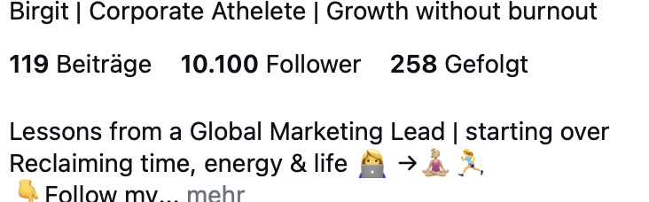 Birgit 10,100 Followers Growth Proof