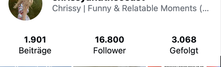 Chrissy 16,800 Followers Growth Proof