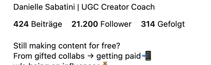 Danielle Sabatini 21,200 Followers Growth Proof