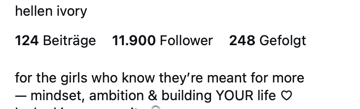 Hellen Ivory 11,900 Followers Growth Proof