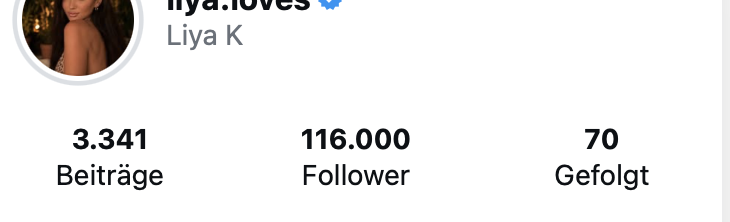 Liya K 116,000 Followers Growth Proof